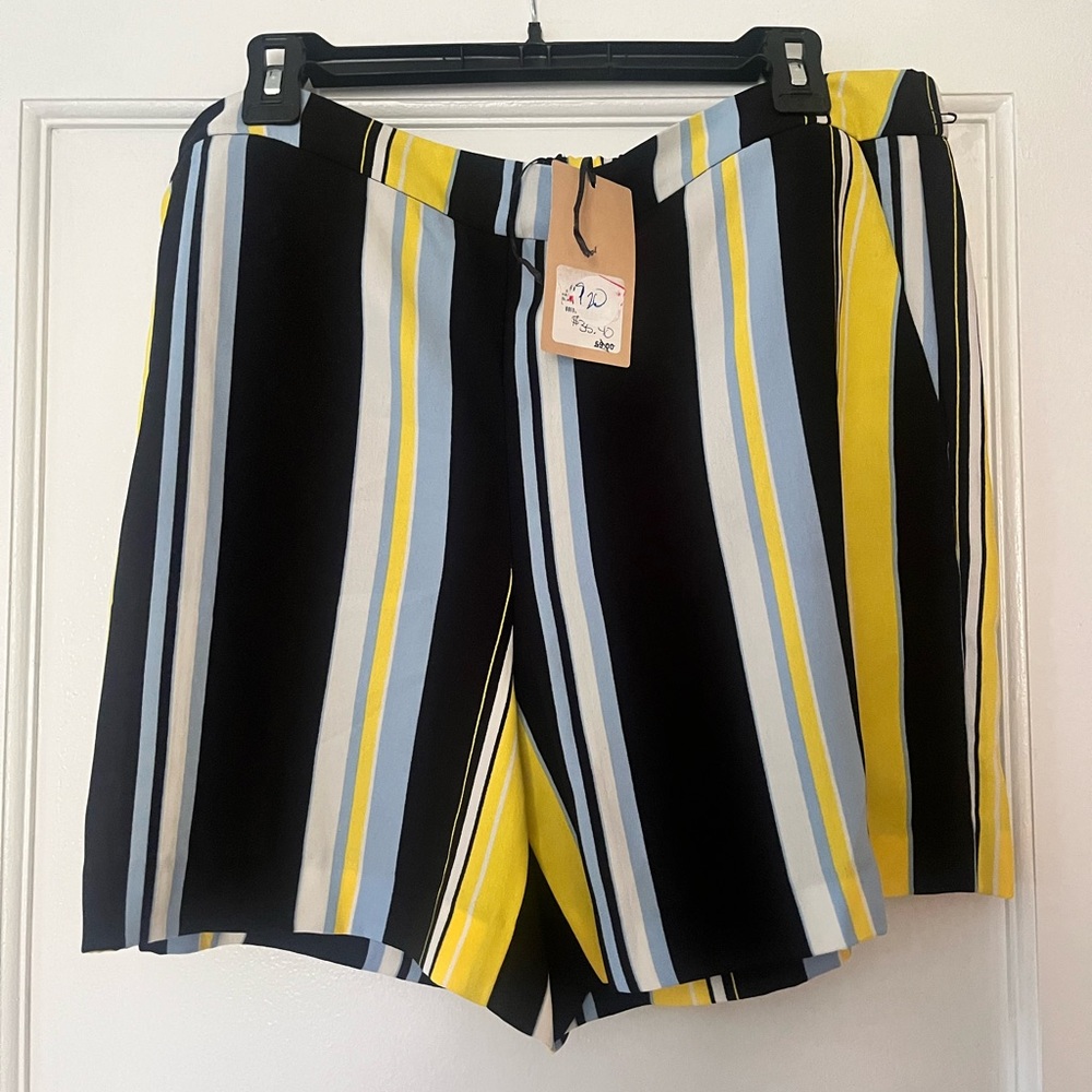 Halogen Black and Yellow Bermudas with Bold Stripes
